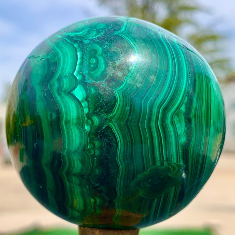 1.15LB Natural malachite egg quartzcrystal energy ball reiki healing
