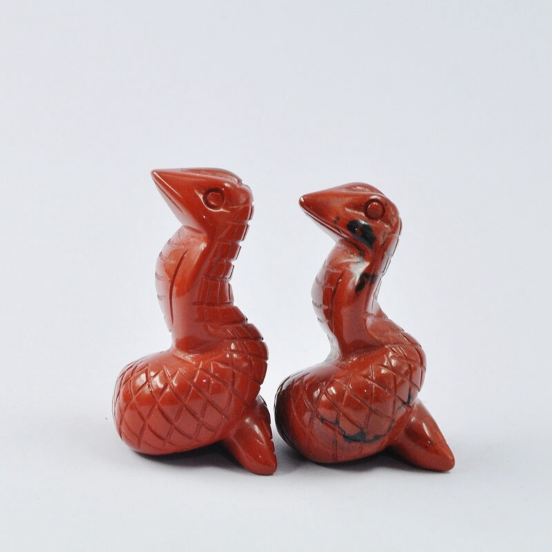 Natural Quartz Crystal Carved Snake Viper Healing Stone Cobra Animal Decor Reiki