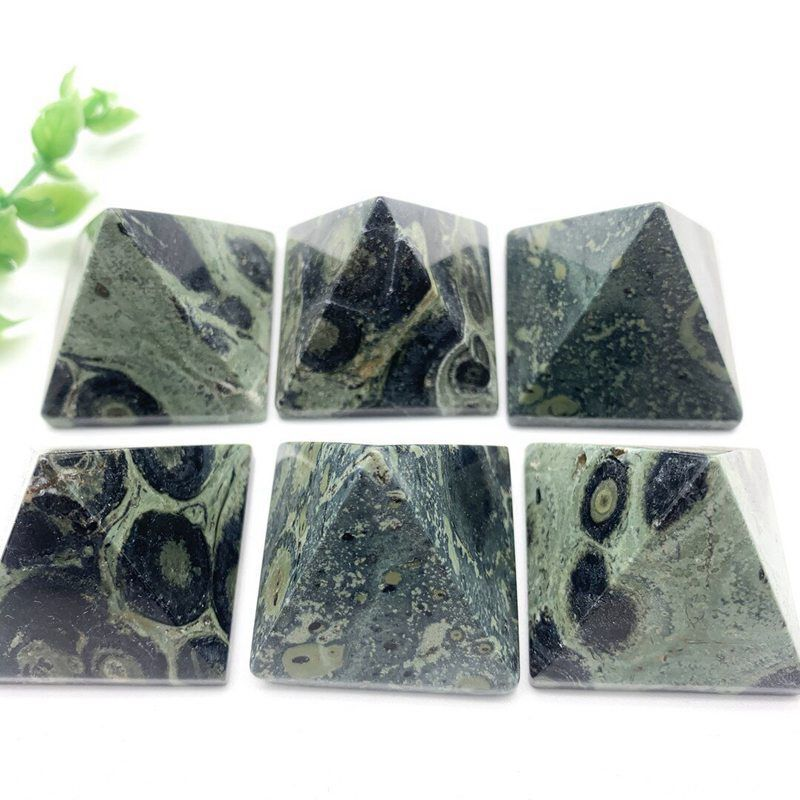 Natural Malachite Quartz Crystal Peacock Eye Pyramid Orgone Energy Tower Healing