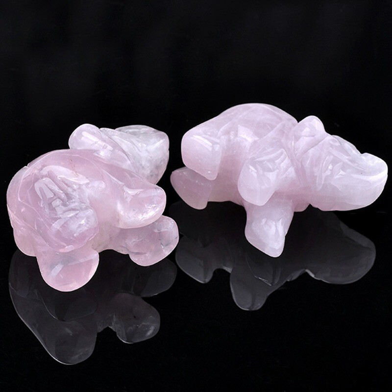 5x Natural Rose Quartz Crystal Carved Elephant Healing Rock Gemstone Animal Gift