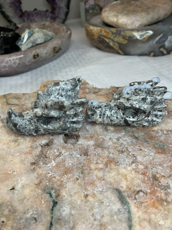 Small One Piece Yooperlite Dragon Head 2 1/2” Carving UV Reaction