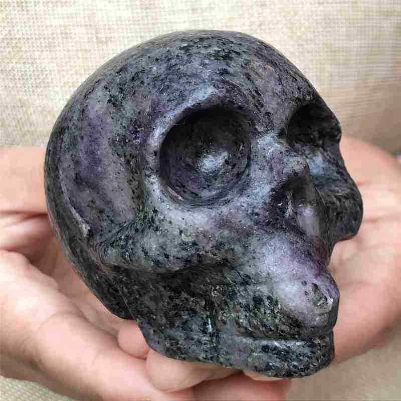 0.41Kg Natural black jade quartz skull carved Quartz Crystal skull Healing