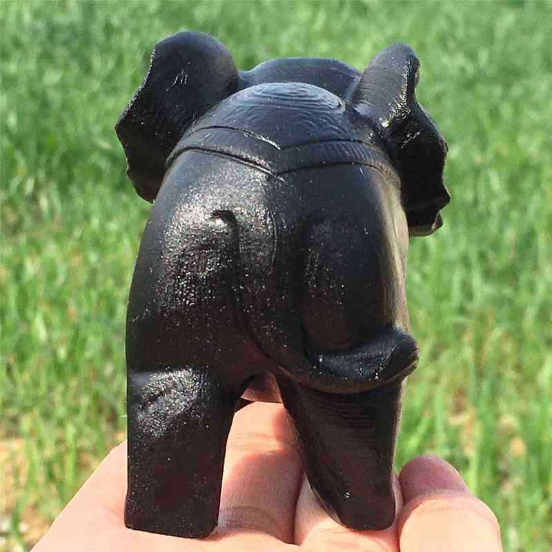 0.35kg Natural obsidian elephant carved Quartz Crystal skull Healing
