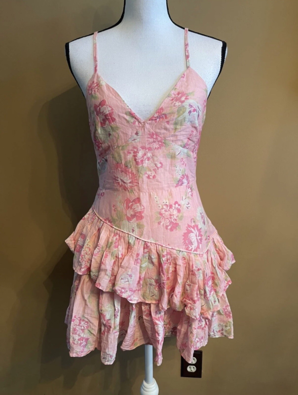 LoveShackFancy Marion Floral Tiered Dress Pink Flowers Dress Size 2 NWT