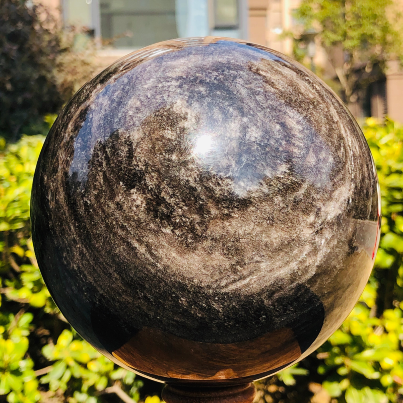 5.12LB Natural Silver Obsidian Sphere Crystal quartz Ball Healing