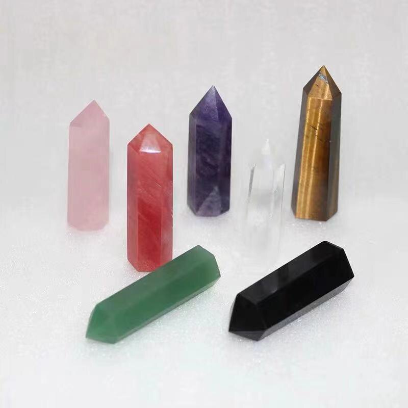 Natural Crystal Point Wand Tower Column Chakra Obelisk Quartz Healing Stone Rock