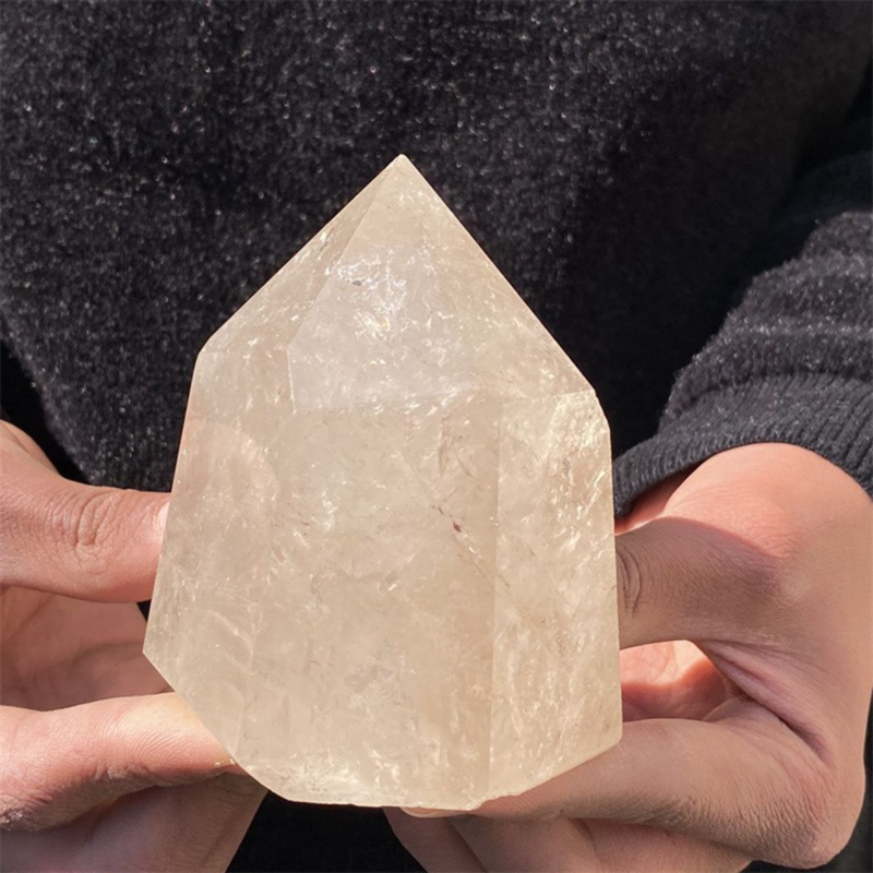 650gNatural White Quartz Obelisk Crystal Wand Point Healing Mineral Stone
