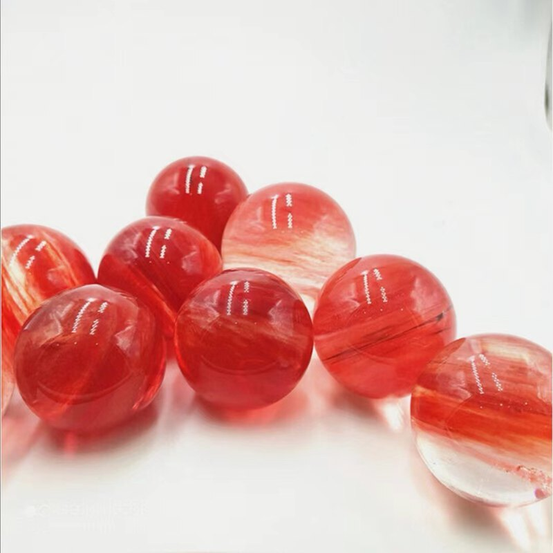 Natural Quartz Crystal Red Melting Sphere Ball Reiki Divination Ball 40mm+ 1PC