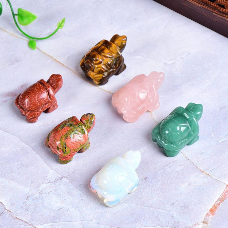 Natural Quartz Crystal Carved Longevity Tortoise Healing Gemstone Animal Turtle