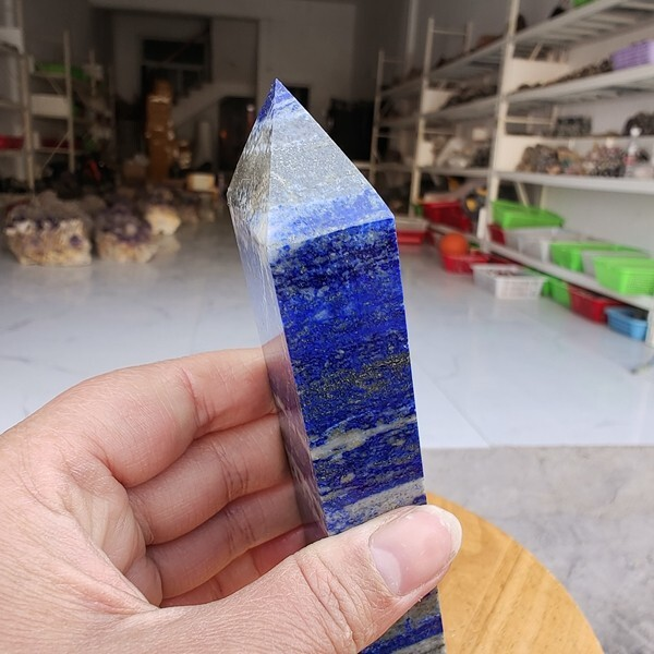 280g Natural Rock Lapis Lazuli Quartz Crystal Stone Point Healing Wand Obelisk