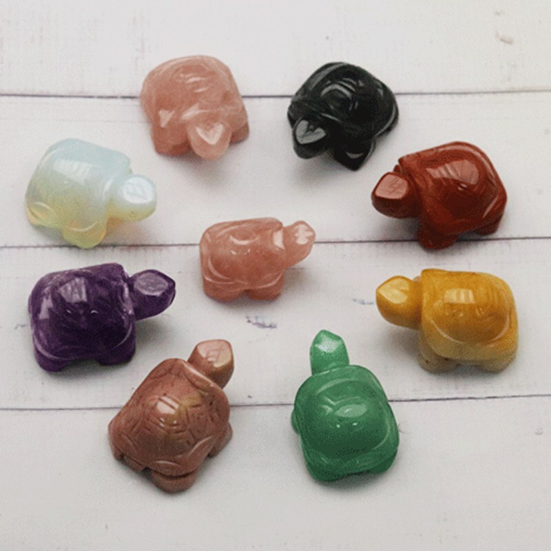 Natural Quartz Crystal Carved Longevity Tortoise Healing Gemstone Animal Turtle