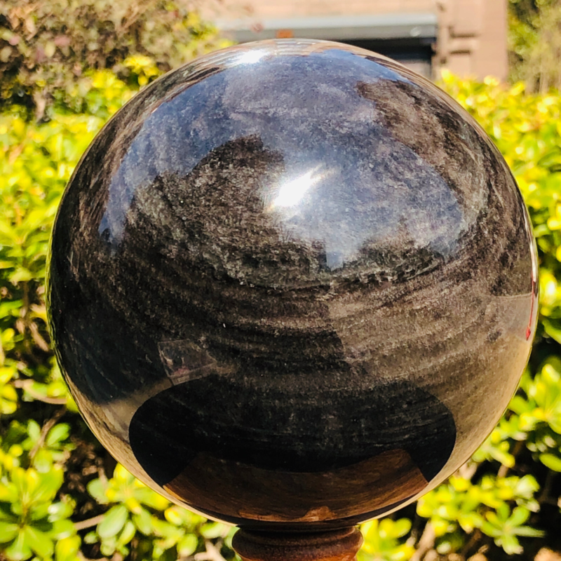 5.39LB TOP Natural Silver Obsidian Sphere Crystal quartz Ball Healing 788