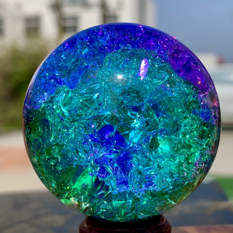 163G Natural Titanium Rainbow Quartz sphere Crystal ball Healing