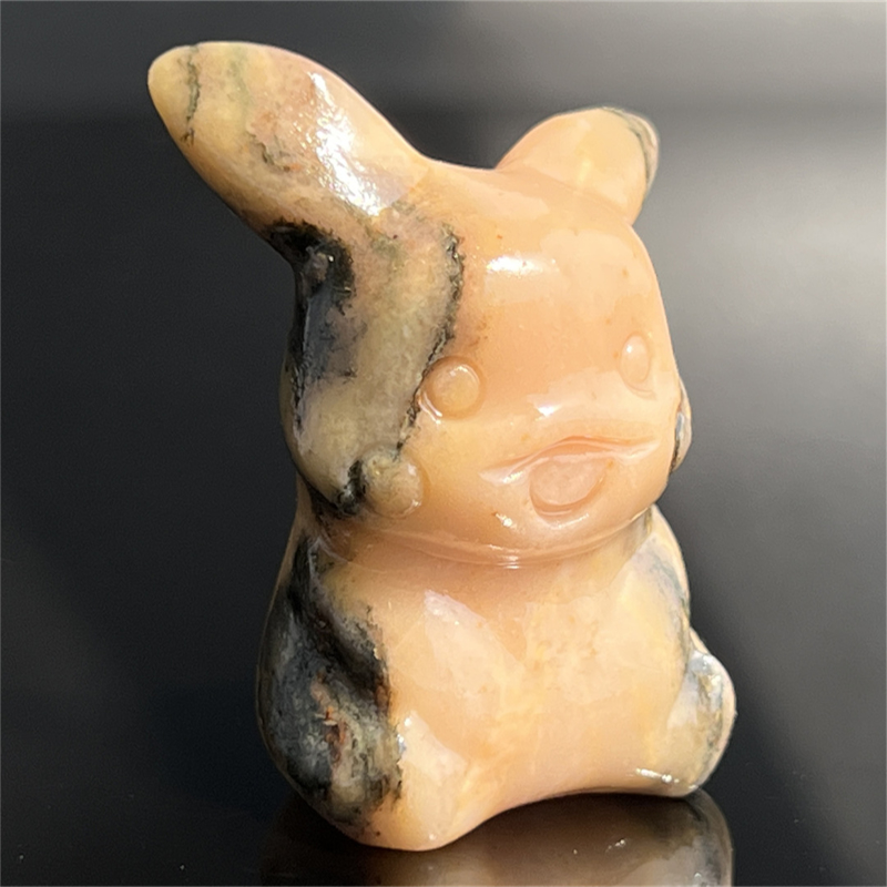 1.5" Natural quartz carved Pikachu skull Quartz crystal skull reiki healing