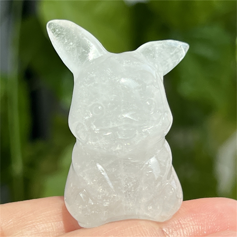 1.5" Natural quartz carved Pikachu skull Quartz crystal skull reiki healing
