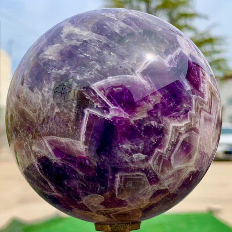 1.76LB Natural beautiful Dream Amethyst Quartz Crystal Sphere Ball Healing