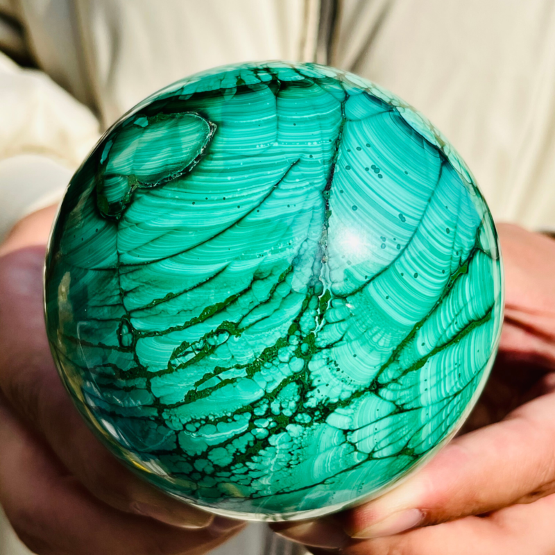 2.7LB Natural Malachite Quartz Sphere Crystal Ball Decoration Collection Gift