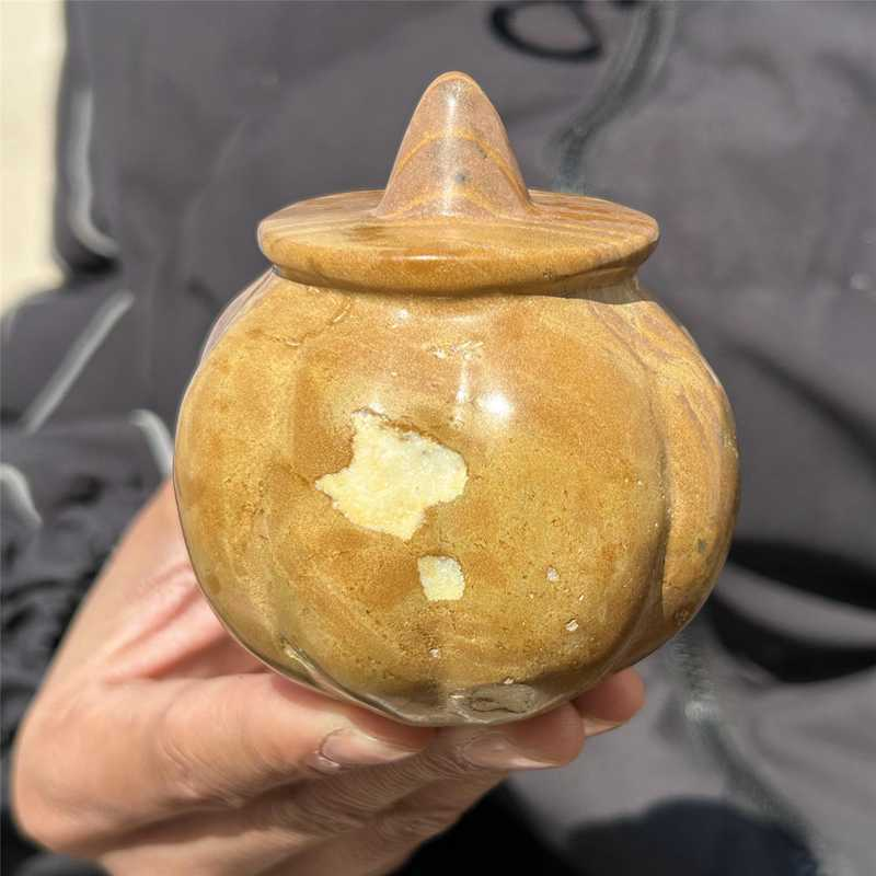 0.49Kg Natural serpenggiante jasper pumpkin carved Quartz Crystal skull Healing