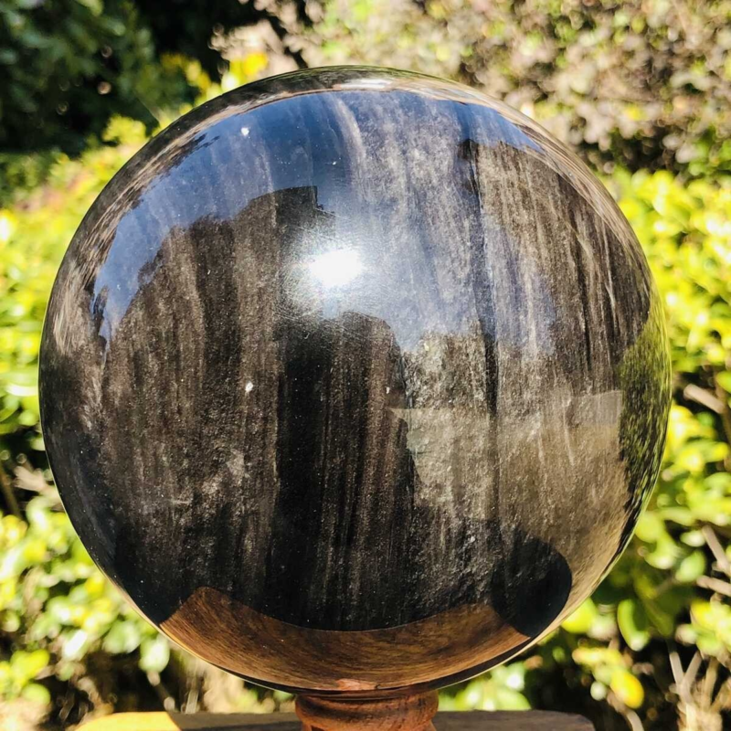 2280G HUGE Natural Silver Obsidian Sphere Crystal quartz Ball Healing 778