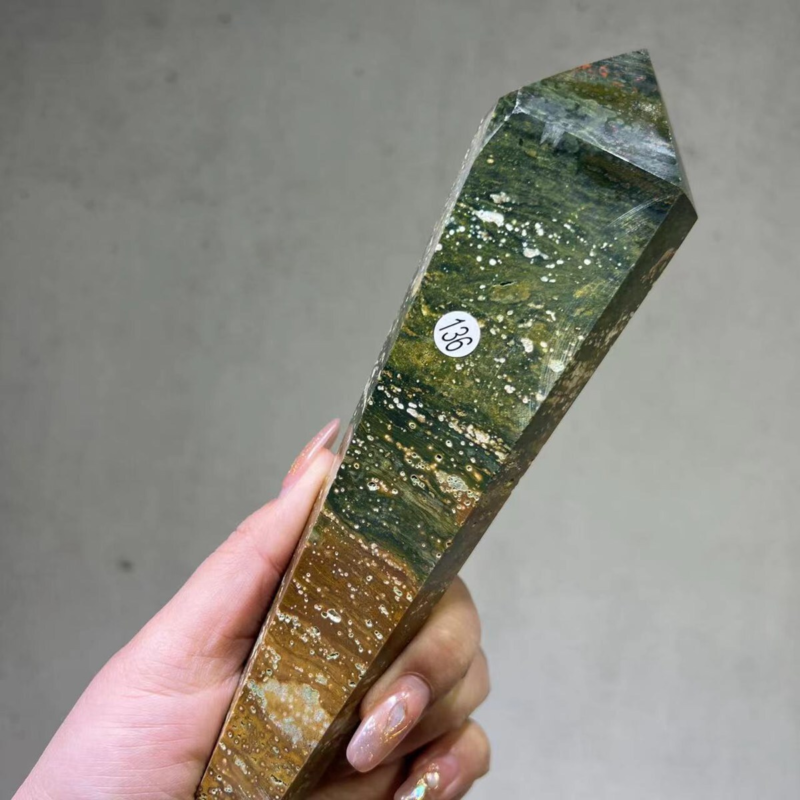 Natuar Ocean Jasper Crystal Obelisk Point Wand Stone Quartz Healing