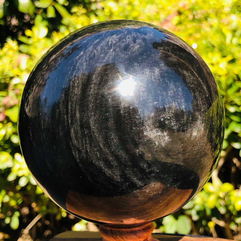 3.05LB TOP Natural Silver Obsidian Sphere Crystal quartz Ball Healing 798