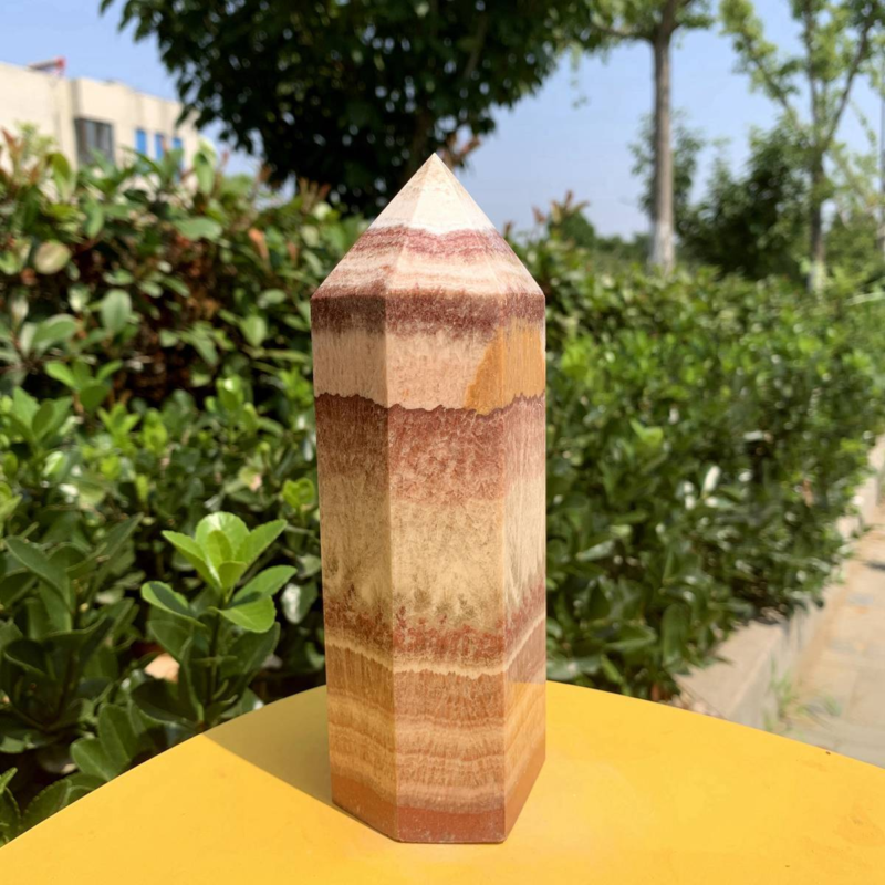 920g Natural Pork Stone Quartz Obelisk Crystal Wand Point Tower Reiki Healing