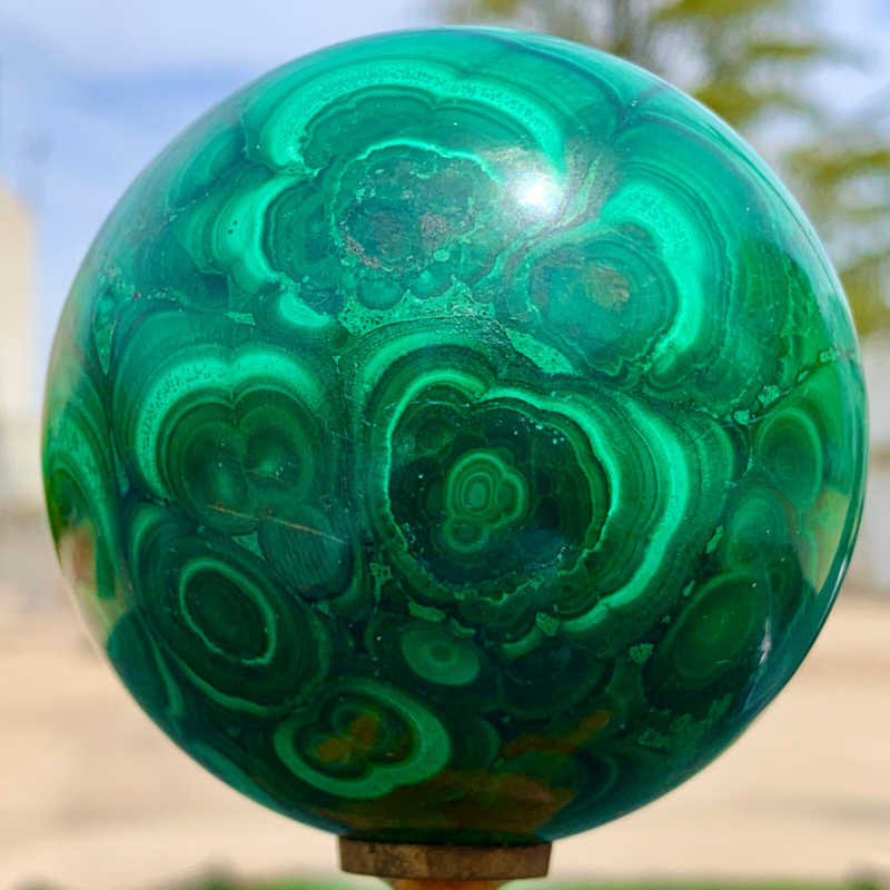 1.34LB Natural malachite egg quartzcrystal energy ball reiki healing