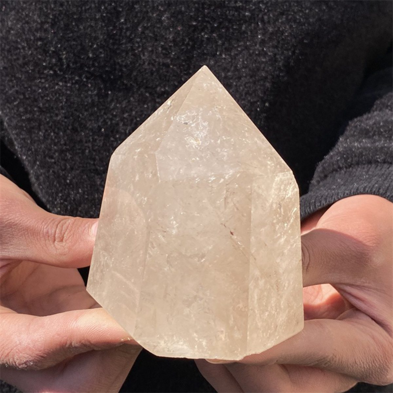 650gNatural White Quartz Obelisk Crystal Wand Point Healing Mineral Stone