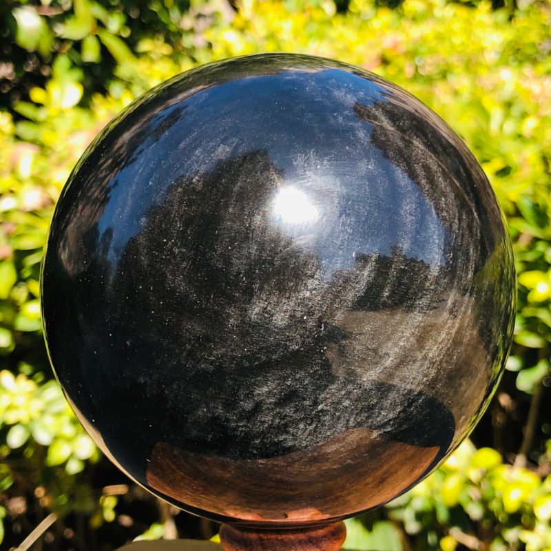 3.05LB TOP Natural Silver Obsidian Sphere Crystal quartz Ball Healing 798