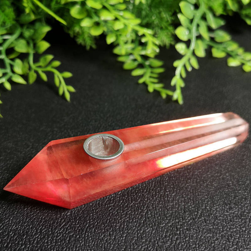 Natural Red Melting Stone Smoking Pipes Quartz Crystal Point Wand Reiki Obelisk