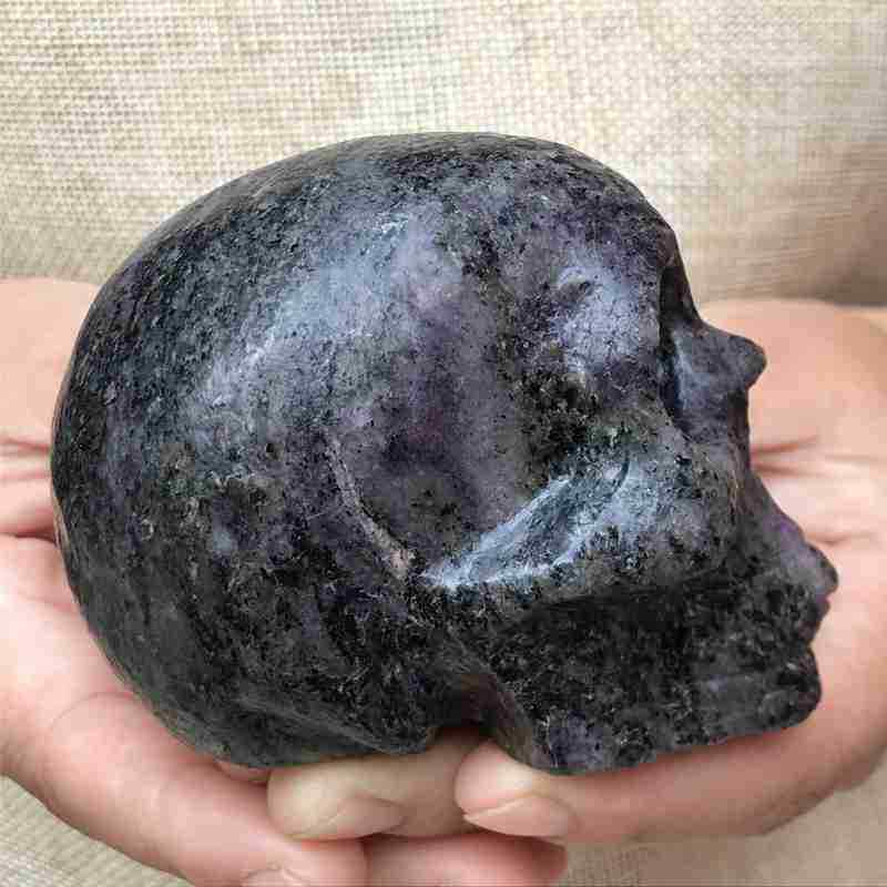 0.41Kg Natural black jade quartz skull carved Quartz Crystal skull Healing