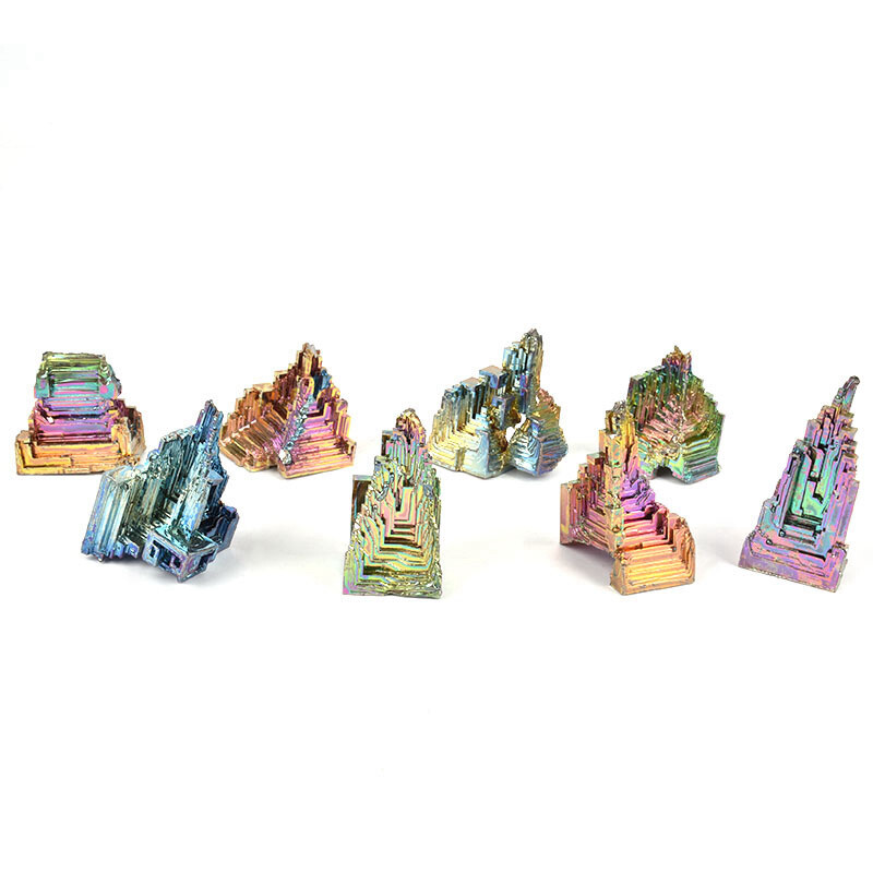 Natural Rainbow Aura Titanium Bismuth Healing Crystal Gemstone Specimens Reiki