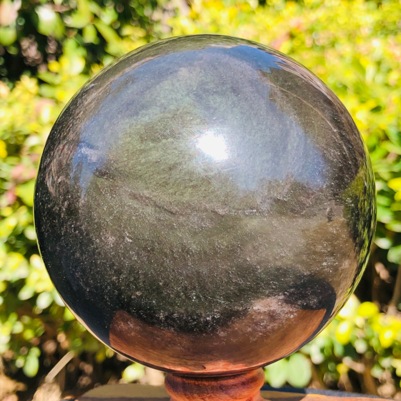 2.26LB TOP Natural Silver Obsidian Sphere Crystal quartz Ball Healing 796