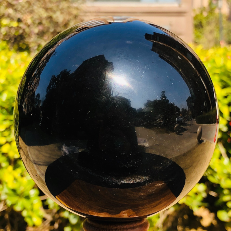 2.94LB Natural Silver Black Obsidian Sphere Quartz Crystal Ball Healing