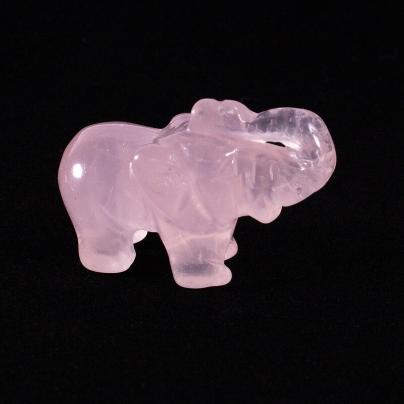 10Pcs Natural Rose Quartz Crystal Carved Baby Elephant Polished Animal Ornaments
