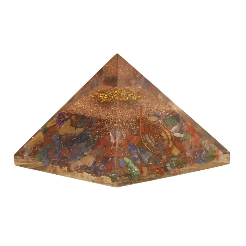 Turtle 7 Chakra Orgone Pyramid Energy Generator Orgonite Pyramid Free Shipping
