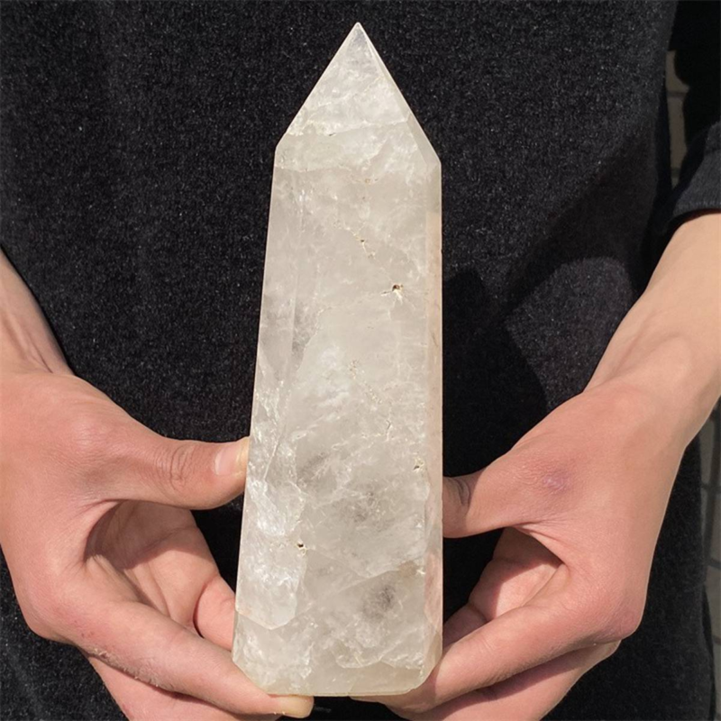 950gNatural White Quartz Obelisk Crystal Wand Point Healing Mineral Stone