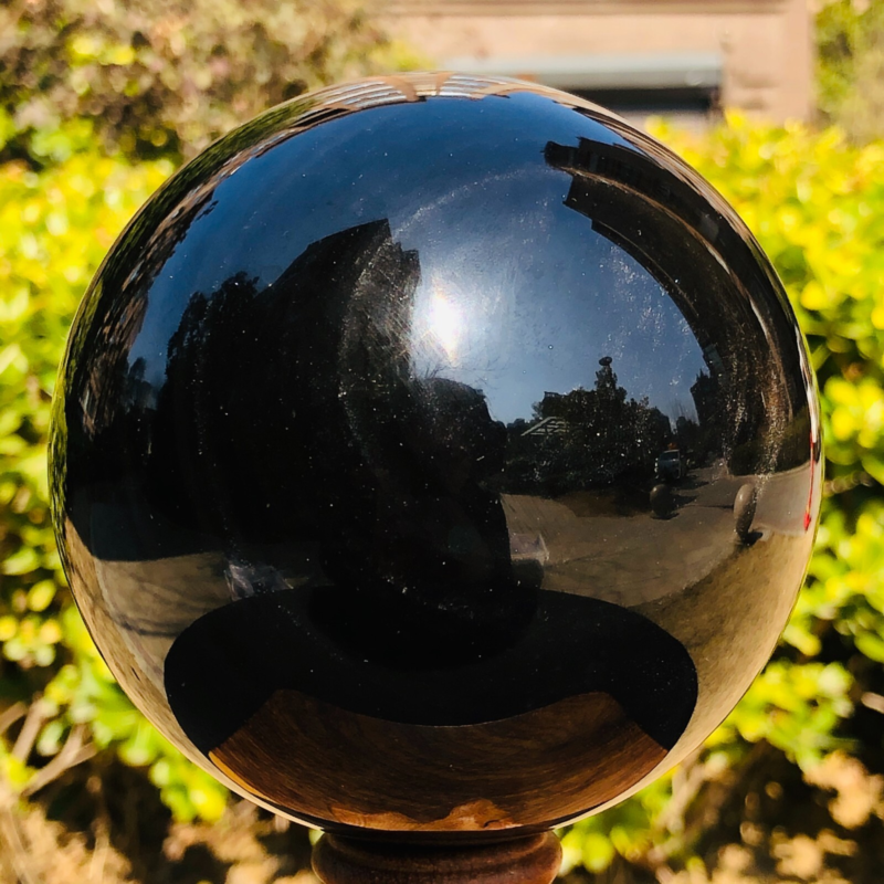 2.94LB Natural Silver Black Obsidian Sphere Quartz Crystal Ball Healing