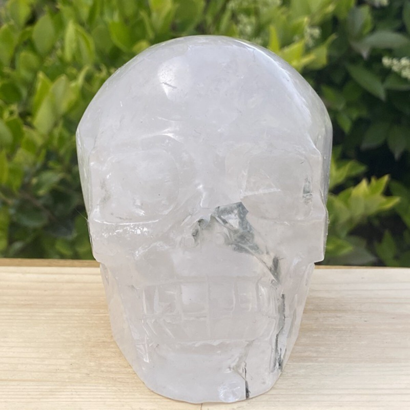 1440g Natural Beantiful Fluorite Quartz Skull Hand Carved Crystal Healing Skull