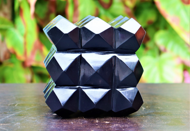 11CM Natural Black Tourmaline Meditation Healing Power Stone 54 Pyramid Cube