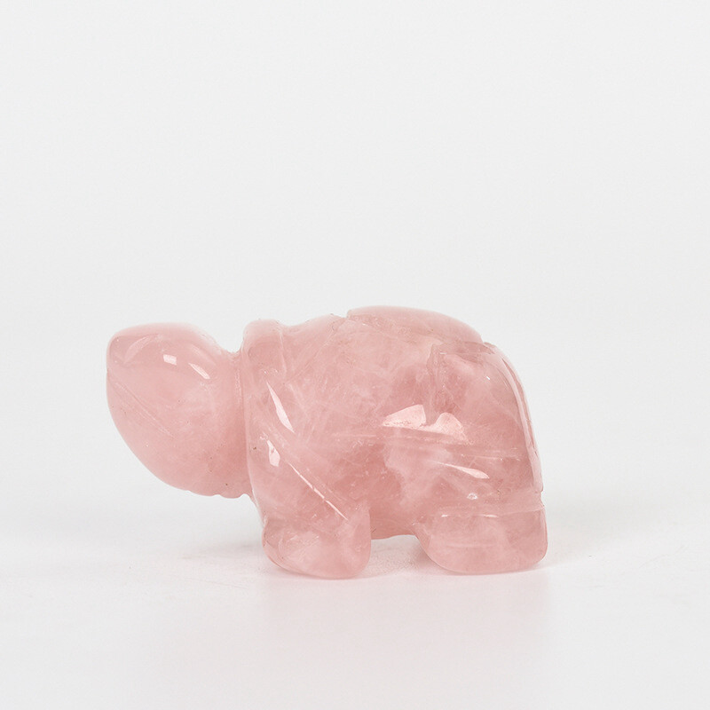 10x Natural Rose Quartz Carved Longevity Tortoise Crystal Animal Turtle Ornament