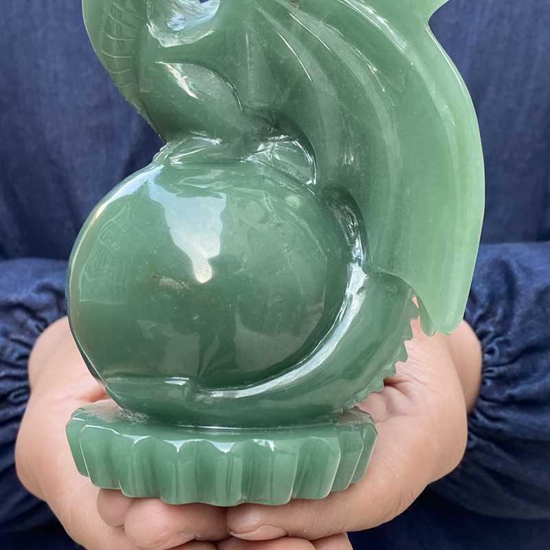 0.83kg Natural aventurine dragon skull carved Quartz Crystal skull Healing