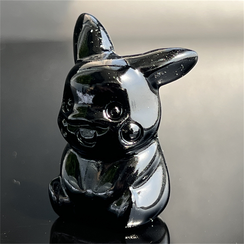 1.5" Natural quartz carved Pikachu skull Quartz crystal skull reiki healing