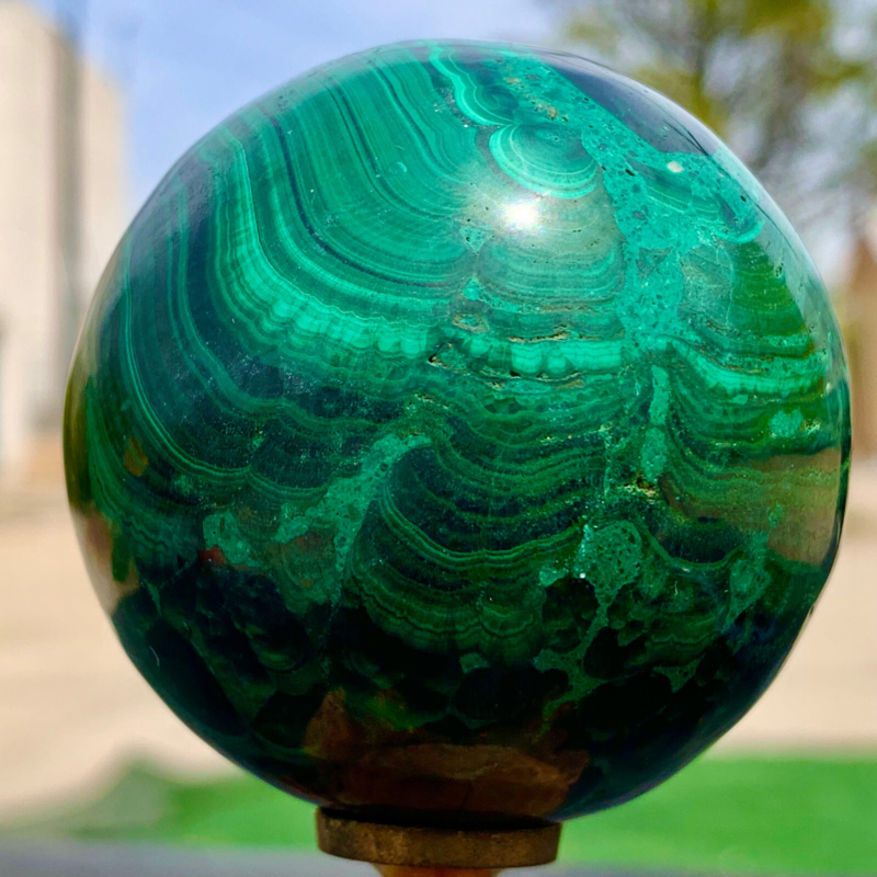 360G Natural malachite egg quartzcrystal energy ball reiki healing