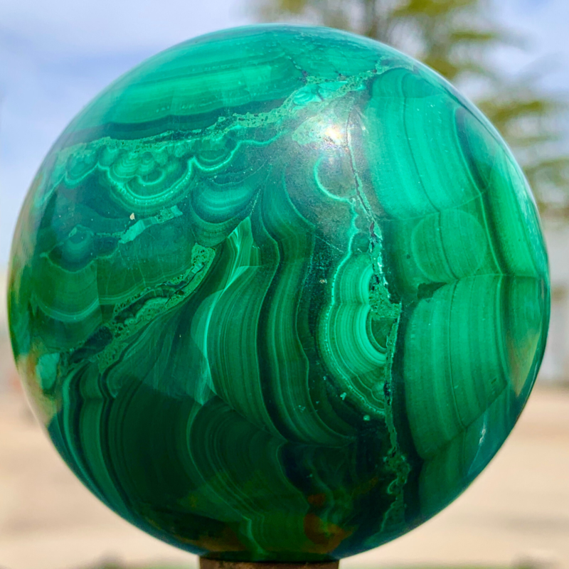 1.34LB Natural malachite egg quartzcrystal energy ball reiki healing