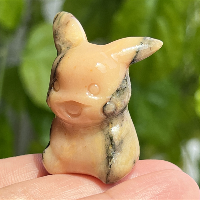 1.5" Natural quartz carved Pikachu skull Quartz crystal skull reiki healing