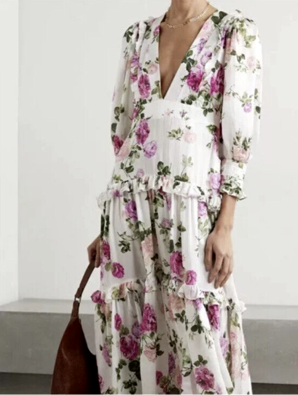 LoveShackFancy lorencia roses long maxi dress XS 2 NWT $700