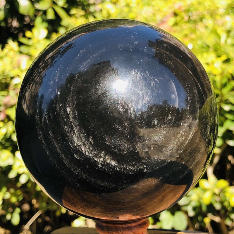 1390G HUGE Natural Silver Obsidian Sphere Crystal quartz Ball Healing 798