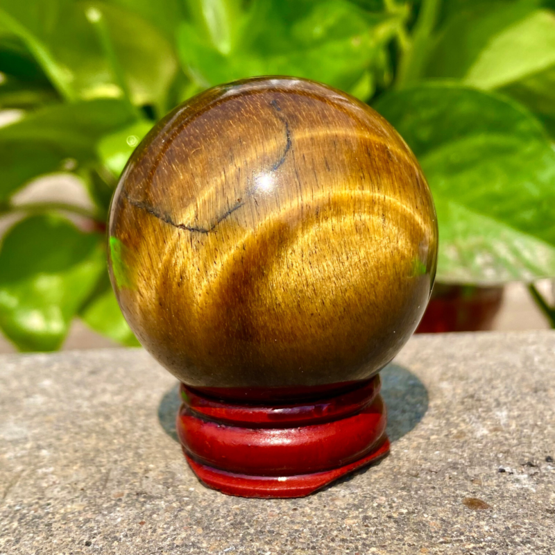 124G Large Natural Tiger Eye Stone Crystal Ball Quartz Healing Sphere Décor