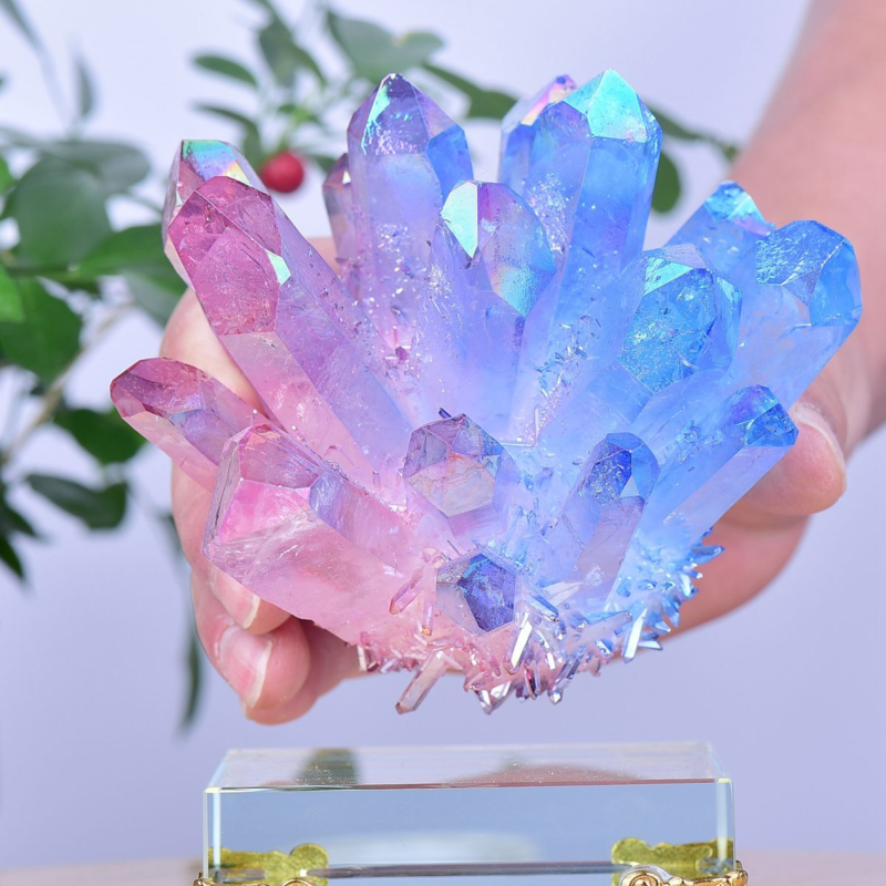 1.49LB Electroplated Color Crystal Cluster Crystal Mineral Reiki Healing